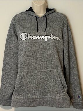 Champion Heather Gray Pullover Hoodie with Script Logo
